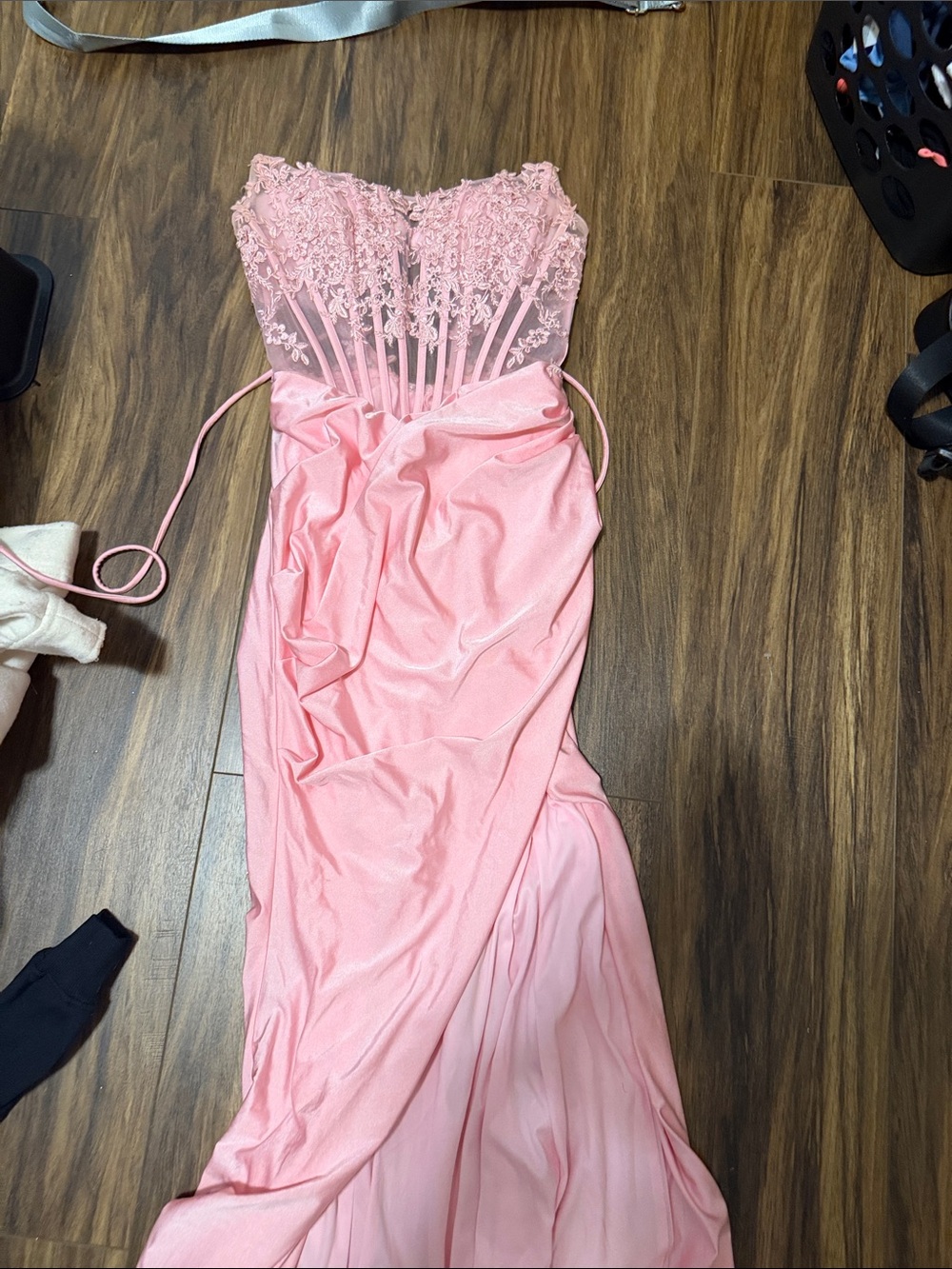 Windsor  Shayla Strapless Corset Lace Formal Dress
